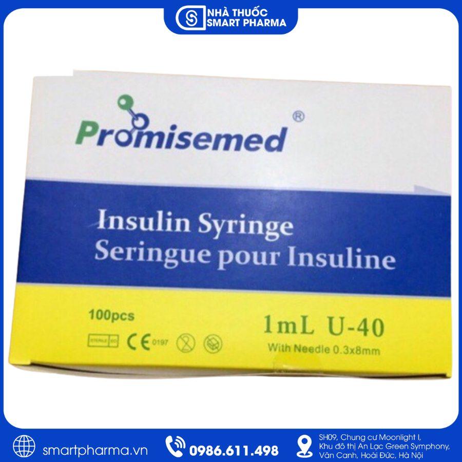 NT Smartpharma (4) Bơm tiêm Insulin Promisemed 1ml U-40 hỗ trợ tiêm insulin chính xác cho người bệnh đái tháo đường
