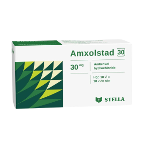 Thuốc Amxolstad 30 STELLA điều trị ho có đờm, viêm phế quản và các bệnh lý đường hô hấp (10 vỉ x 10 viên)