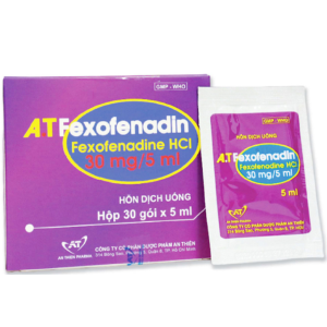 Thuốc A.T Fexofenadin 30mg/5ml An Thiên điều trị viêm mũi dị ứng, mày đay (30 gói x 5ml)