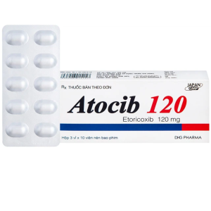 Thuốc Atocib 120mg DHG Pharma điều trị thoái hóa khớp, viêm khớp dạng thấp (3 vỉ x 10 viên)