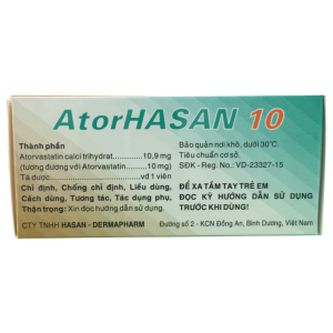 Smart Pharma - Thuốc AtorHasan 10mg HASAN giảm cholesterol, phòng ngừa nguy cơ tim mạch (10 vỉ x 10 viên) 2 Smart Pharma - Nha thuoc Smart Pharma 2026 10 22T075829.821