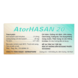Smart Pharma - Thuốc AtorHasan 20mg HASAN giảm cholesterol và triglycerid trong máu (10 vỉ x 10 viên) 2 Smart Pharma - Nha thuoc Smart Pharma 2026 10 22T081020.849