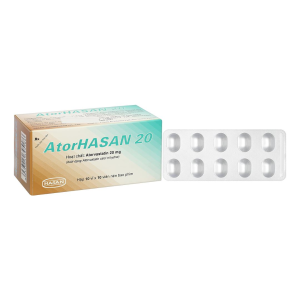 Thuốc AtorHasan 20mg HASAN giảm cholesterol và triglycerid trong máu (10 vỉ x 10 viên)