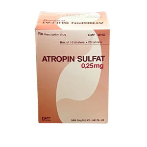 Thuốc Atropin Sulfat 0,25mg Hataphar giảm đau do co thắt cơ trơn tiêu hóa và tiết niệu (10 vỉ x 25 viên)