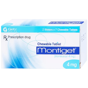 Thuốc Montiges 4mg GETZ dự phòng và điều trị hen phế quản, viêm mũi dị ứng ở trẻ em (Hộp 2 vỉ x 7 viên)