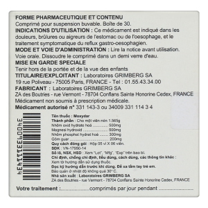 Smart Pharma - Thuốc Moxydar 1500mg Laboratoires Grimberg SA điều trị đau thực quản, dạ dày (5 vỉ x 6 viên) 1 Smart Pharma - Nha thuoc Smartpharma 60