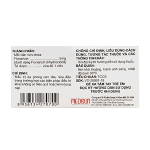 Smart Pharma - Thuốc Mirenzine 5 Medisun dự phòng cơn đau nửa đầu (Hộp 10 vỉ x 10 viên) 4 Smart Pharma - Nha thuoc Smartpharma 9 1