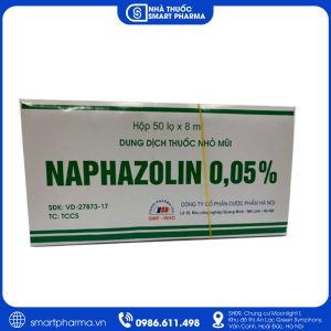 Thuốc nhỏ mũi Naphazolin 0,05% giúp giảm nghẹt mũi, sổ mũi và sung huyết niêm mạc mũi