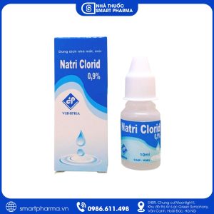 Dung dịch nhỏ mắt, mũi Natri Clorid 0,9% 10ml Vidipha giúp vệ sinh mắt và mũi