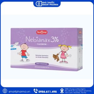 Dung dịch nhỏ mũi Buona Nebianax 3% giúp làm loãng dịch nhầy, làm sạch và giữ ẩm mũi
