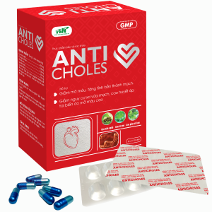 AntiCholes - Hỗ trợ giảm mỡ máu, giảm nguy cơ xơ vữa mạch máu (Hộp 6 vỉ x 10 viên)